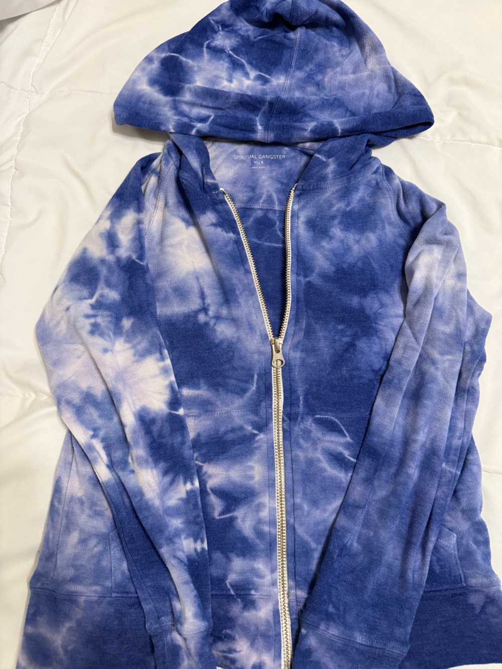 Spiritual Gangster Indigo Blue/Purple Tie-Dye Zip Hoodie